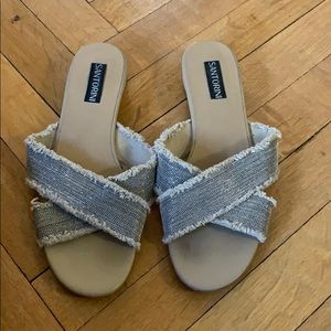 Santorini metallic slide sandals 9.5
